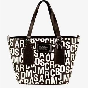 Marc Jacobs Black and White Logo Graphic Tote